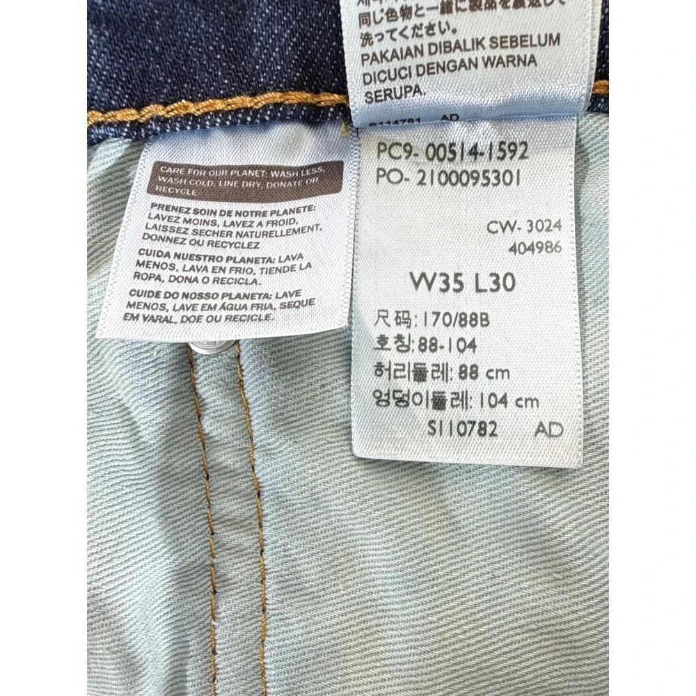 Levis 514 Straight Fit Mens Jeans 35x30 Dark Wash Indigo Blue Denim Classic